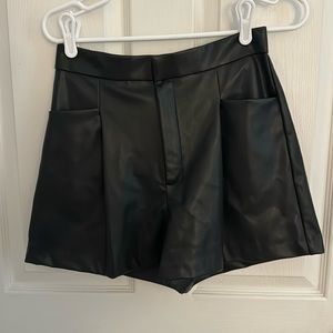 Zara black leather shorts